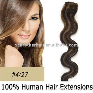 Superior quality waby black clip in human hair extensions